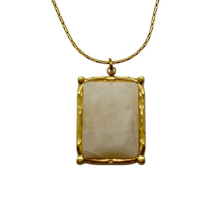 necklace steel natural stone pink1